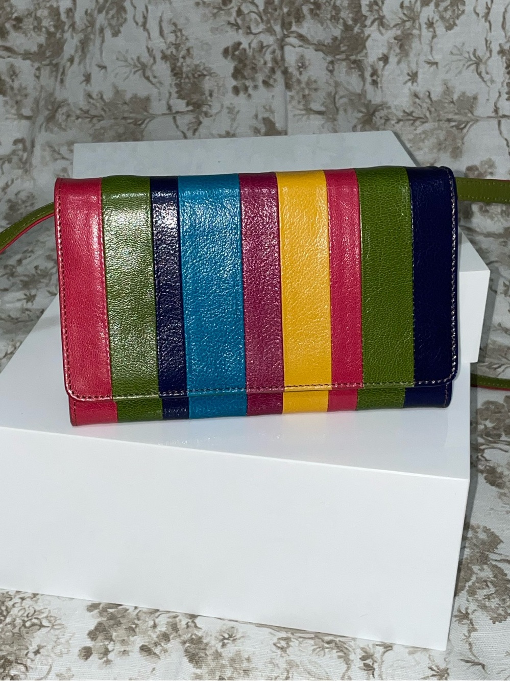 Multicolor Striped Leather Crossbody Bag - Women